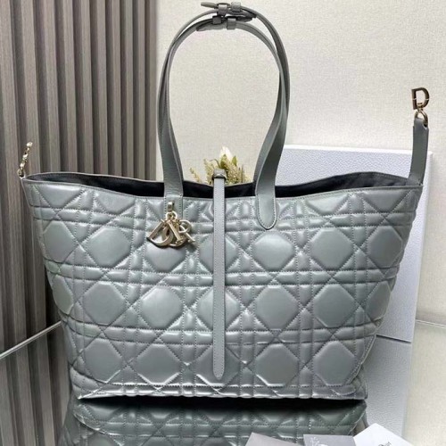 Dior Women CD Large Dior Toujours Bag Stone Gray Macrocannage Calfskin Reference: M2820OSHJ_M41G