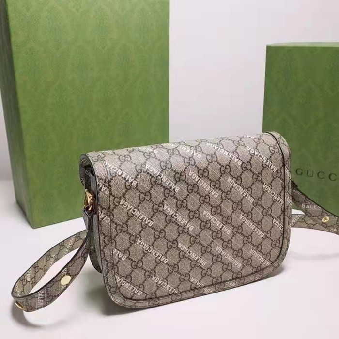 Gucci Unisex The Hacker Project Small Horsebit 1955 Bag Beige GG Supreme Canvas
