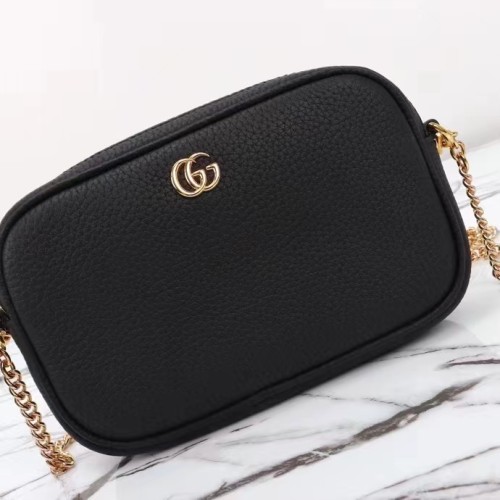 Gucci Women GG Marmont Super Mini Shoulder Bag Black Leather