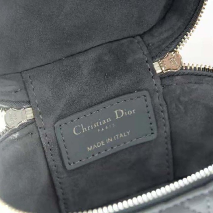 Dior Women Micro Lady Dior Vanity Case Cannage Lambskin-Grey