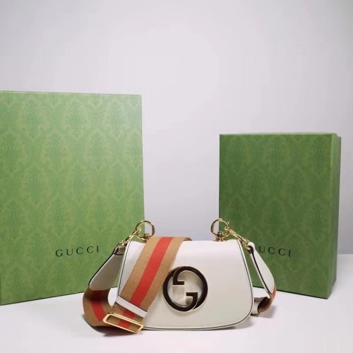 Gucci Women GG Blondie Mini Bag White Leather Round Interlocking G