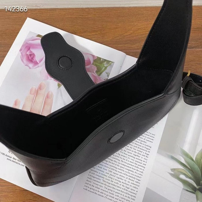 Gucci Women GG Aphrodite Small Shoulder Bag Black Soft Leather Shiny