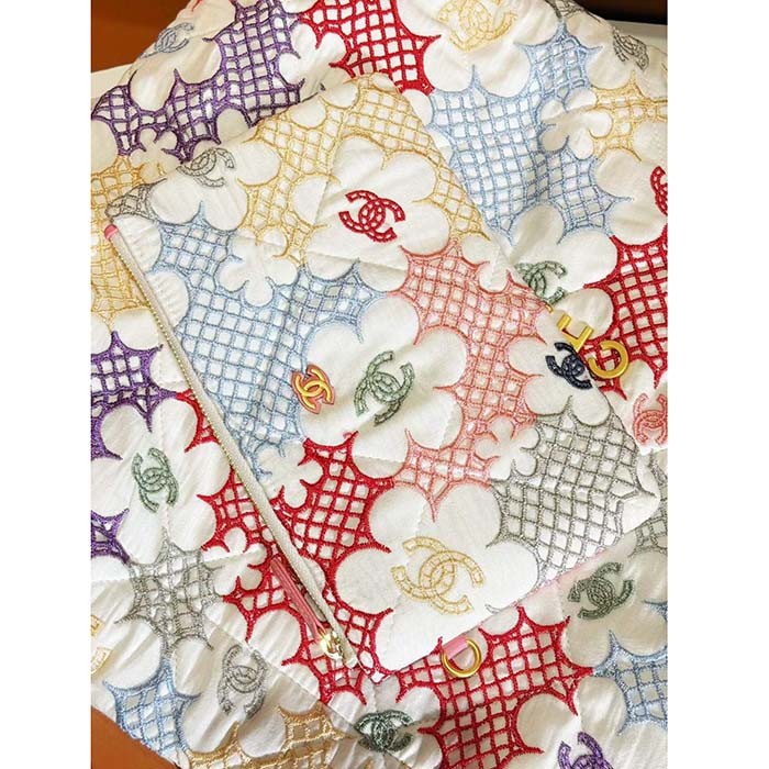 Chanel Women CC 22 Small Handbag Lace Patchwork Gold-Tone Metal Multicolor