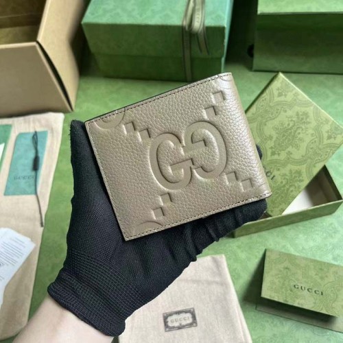 Gucci Unisex Jumbo GG Wallet Taupe Leather Moiré Lining