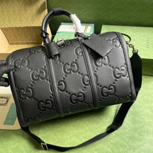 Gucci Unisex GG Small Duffle Bag Black Jumbo Leather
