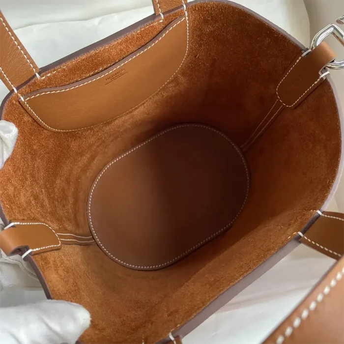 Hermes Women In the Loop 18 Handbag Clemence Leather-Brown/Silver