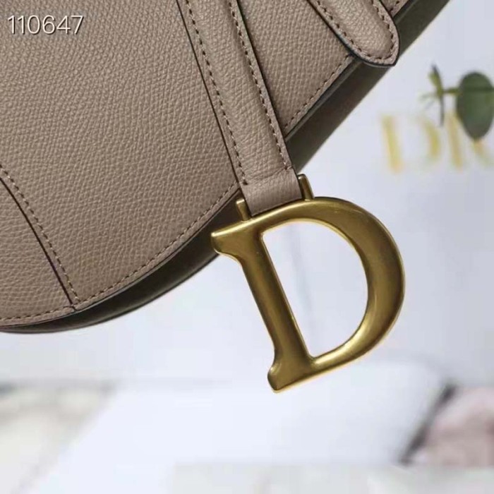 Dior Women Saddle Bag Warm Taupe Grained Calfskin