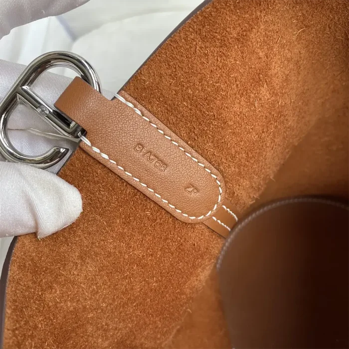 Hermes Women In the Loop 18 Handbag Clemence Leather-Brown/Silver