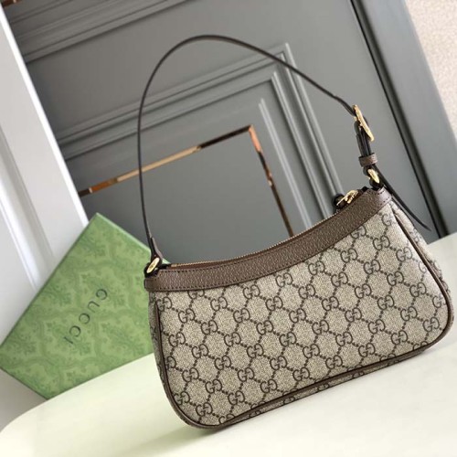 Gucci Women Ophidia Small Handbag Beige Ebony GG Supreme Canvas Double G