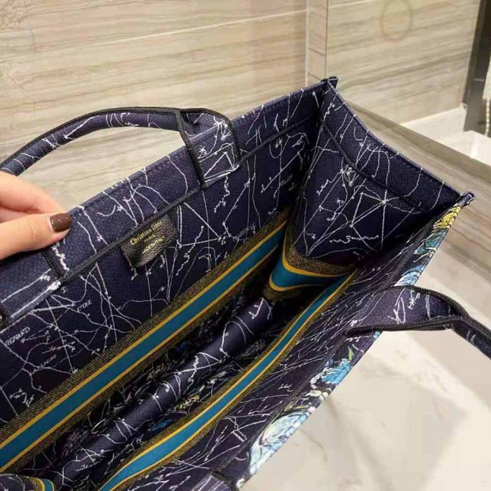 Dior Women Small Dior Book Tote Blue Dior Constellation Embroidery