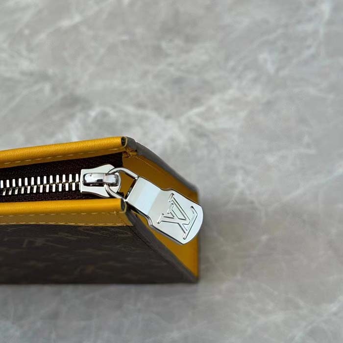 Louis Vuitton LV Unisex Pochette Voyage MM Yellow Monogram Macassar Coated Canvas Cowhide-Leather