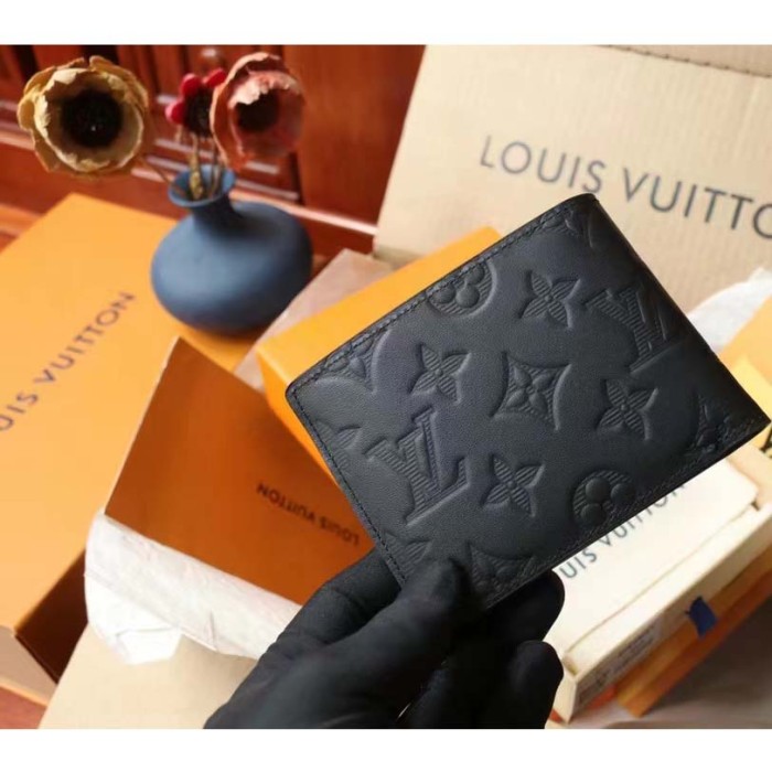 Louis Vuitton LV Unisex Multiple Wallet Black Monogram Shadow Calf Leather Cowhide