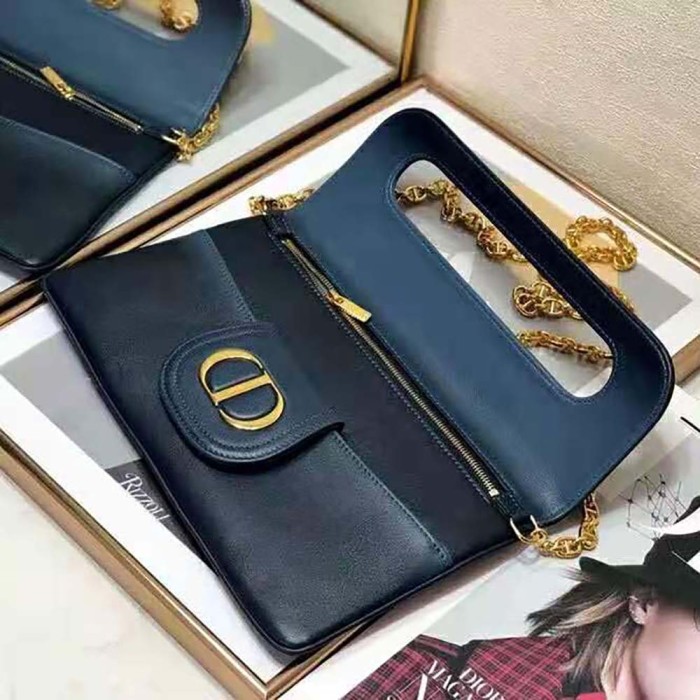 Dior Women Medium Diordouble Bag Lndigo Blue Gradient Calfskin