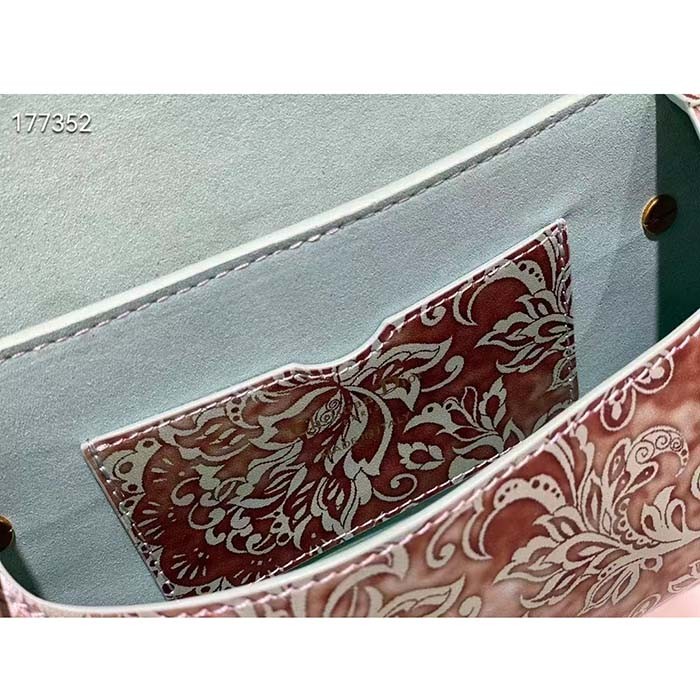 Dior Women Bobby East-West Bag Metallic Blue Dior Brocart Printed Calfskin