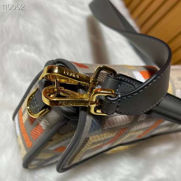 Fendi Women FF Baguette Brooch Multicolor Canvas Bag FF Embroidery