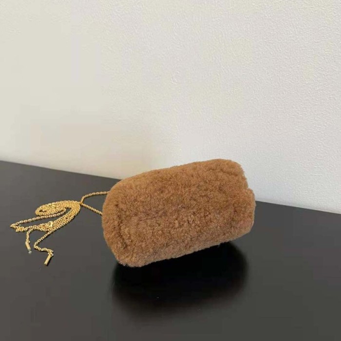 Fendi Women Nano Fendi First Beige Sheepskin Charm