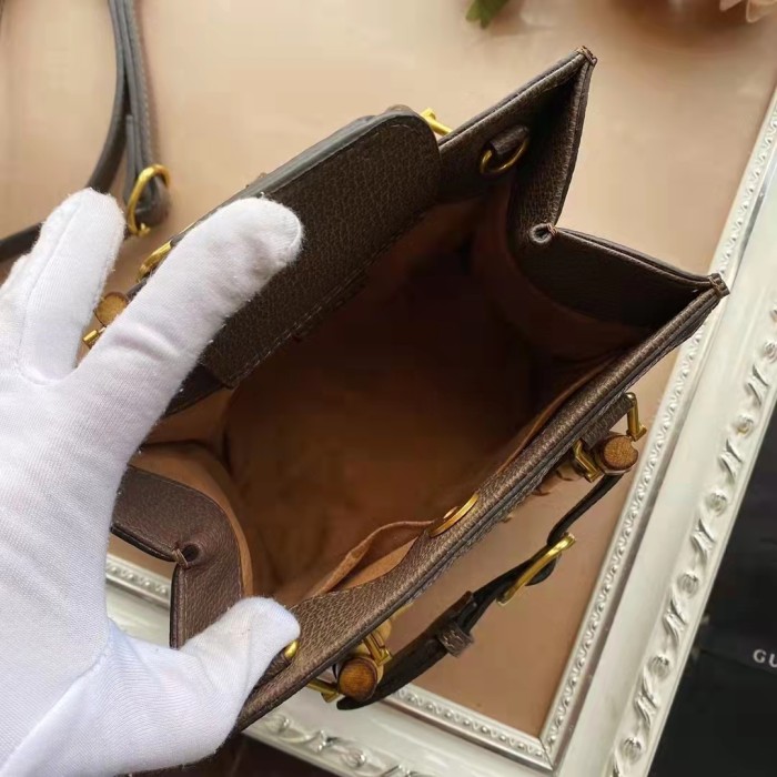 Gucci Women Gucci Diana Jumbo GG Mini Tote Bag Camel Brown Canvas