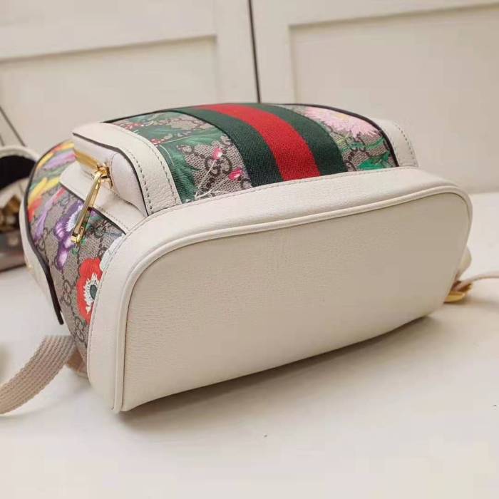 Gucci GG Women Ophidia GG Flora Small Backpack in Beige/Ebony GG Supreme Canvas