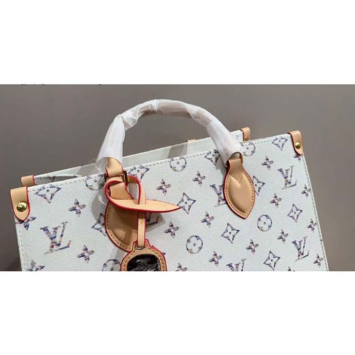 Louis Vuitton LV Unisex OnTheGo MM Multicolor Beige Monogram Jacquard Fabric M24708
