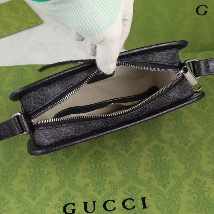 Gucci Unisex GG Mini Bag Interlocking G Black GG Supreme Canvas Leather
