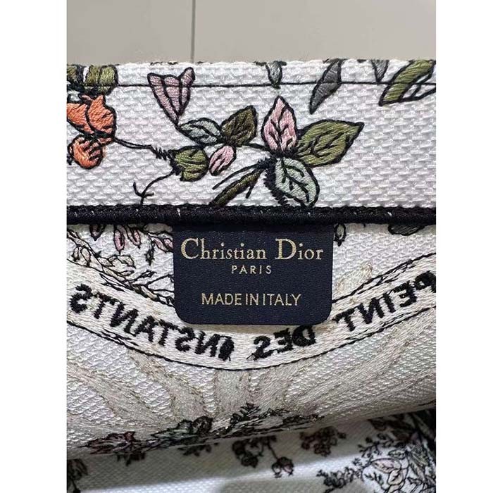 Dior Unisex Large Dior Book Tote Ecru Multicolor 4 Saisons Automne Soleil Embroidery