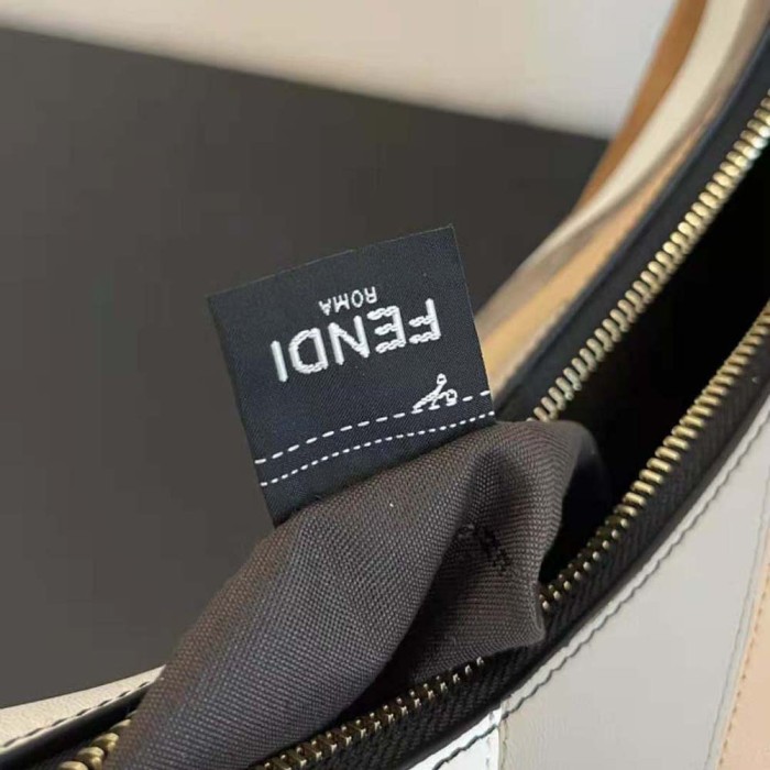 Fendi Women Fendigraphy Small Leather Bag with Beige and Brown Inlay