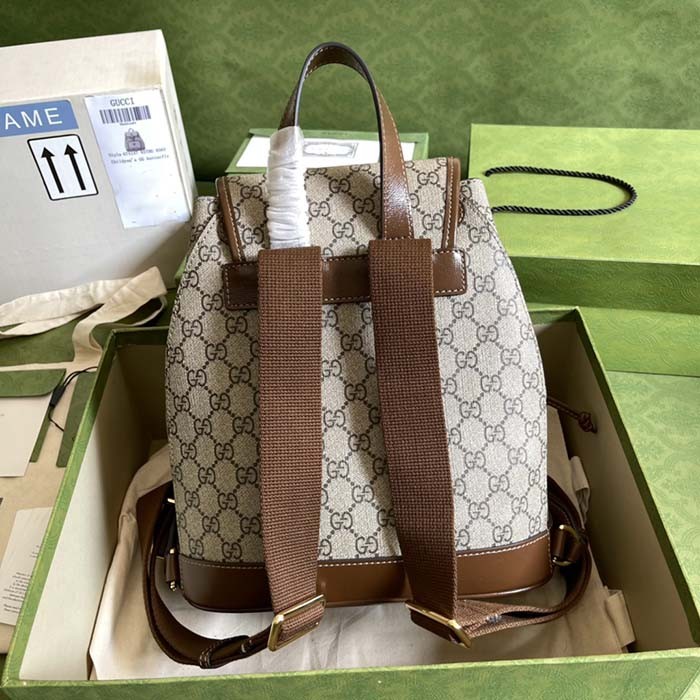 Gucci Unisex Backpack Interlocking G Beige Beige Ebony GG Supreme Canvas