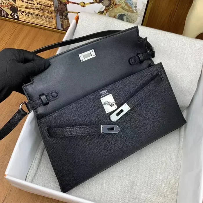Hermes Women Kelly To Go in Epsom Leather-Black/Silver