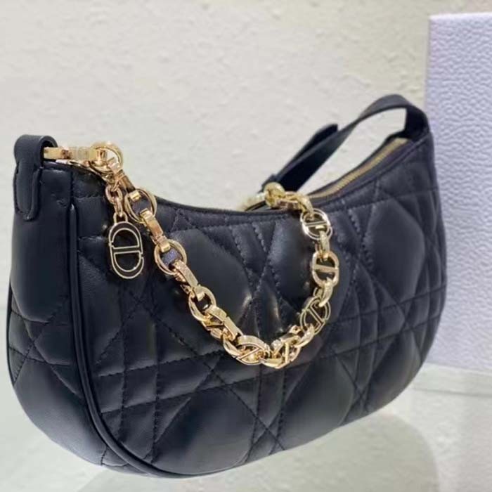 Dior Women CD Lounge Bag Black Supple Macrocannage Lambskin