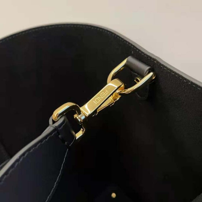 Fendi Women Way Medium Made of Camellia-Colored Leather Bag-Black