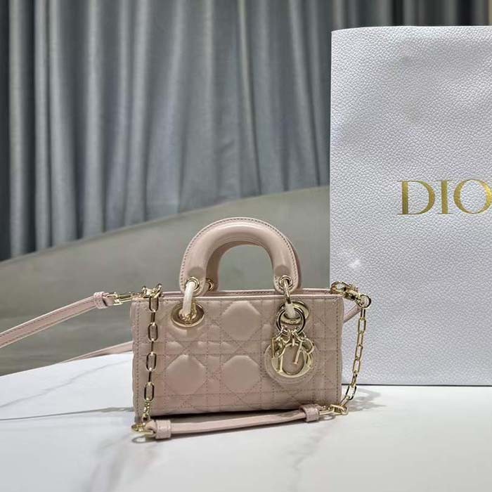 Dior Women CD Mini Dior Book Tote Trench Beige Macrocannage Calfskin