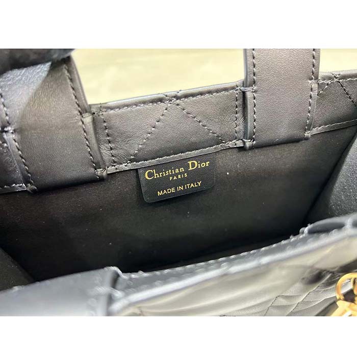 Dior Unisex CD Mini Dior Book Tote Black Macrocannage Calfskin
