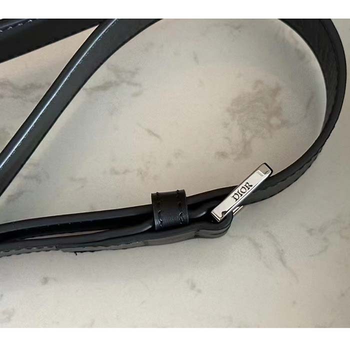 Dior Unisex CD Gallop Bag Strap Black Grained Calfskin
