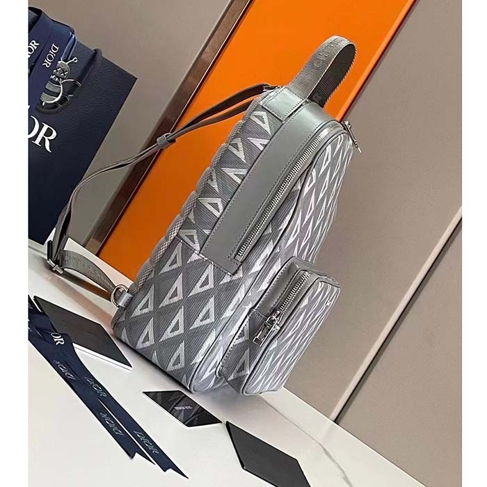 Dior Unisex CD Mini Rider Sling Bag Dior Gray CD Diamond Canvas