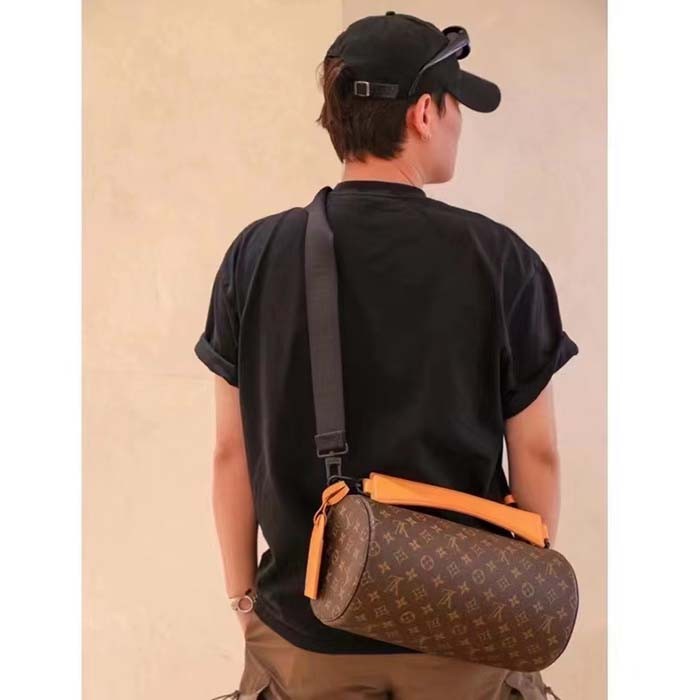 Louis Vuitton LV Unisex Soft Polochon MM Radiant Sun Monogram Macassar Coated Canvas
