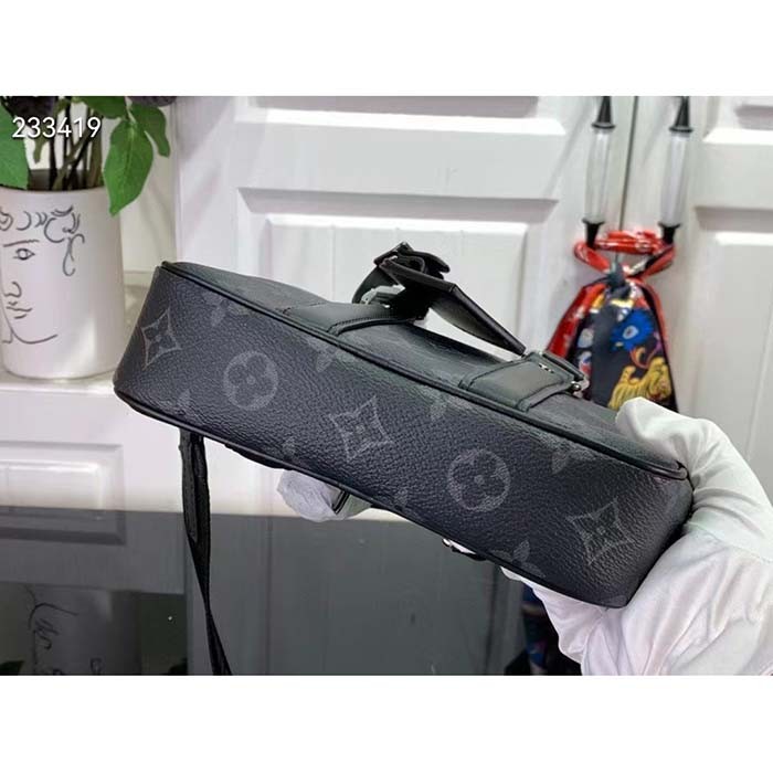 Louis Vuitton LV Unisex Nano Porte Documents Voyage Monogram Eclipse Coated Canvas Cowhide Leather