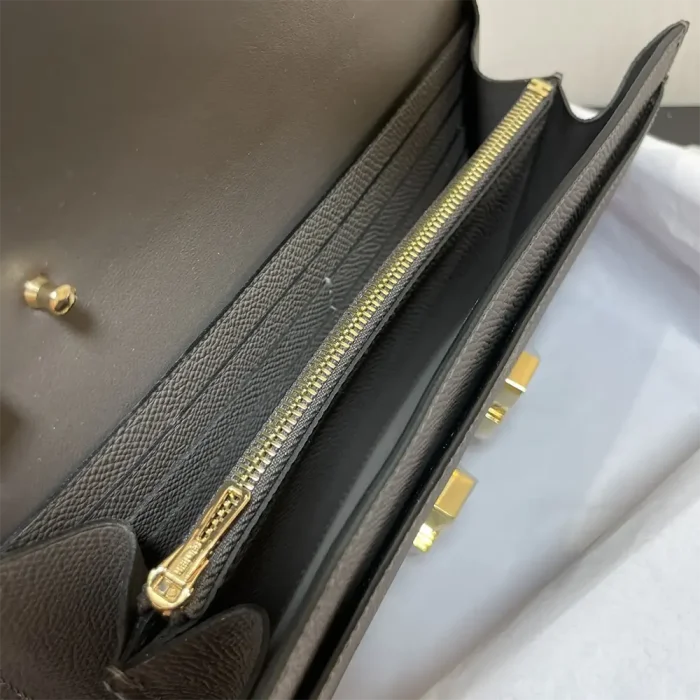 Hermes Women Constance Long To Go in Epsom Leather-Grey/Gold