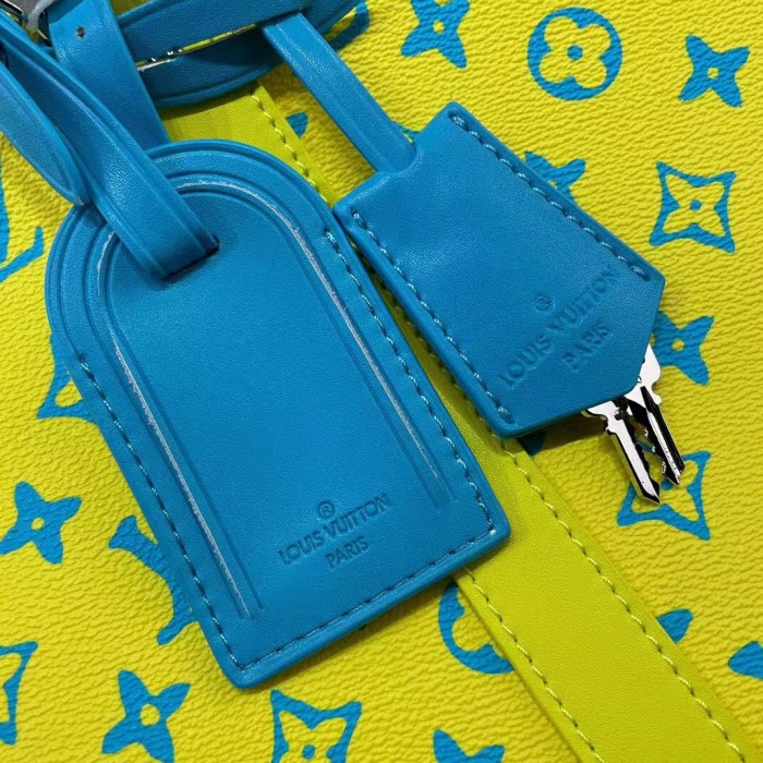 Louis Vuitton LV Unisex Keepall Bandoulière 50 Lime Green Monogram Playground Coated Canvas