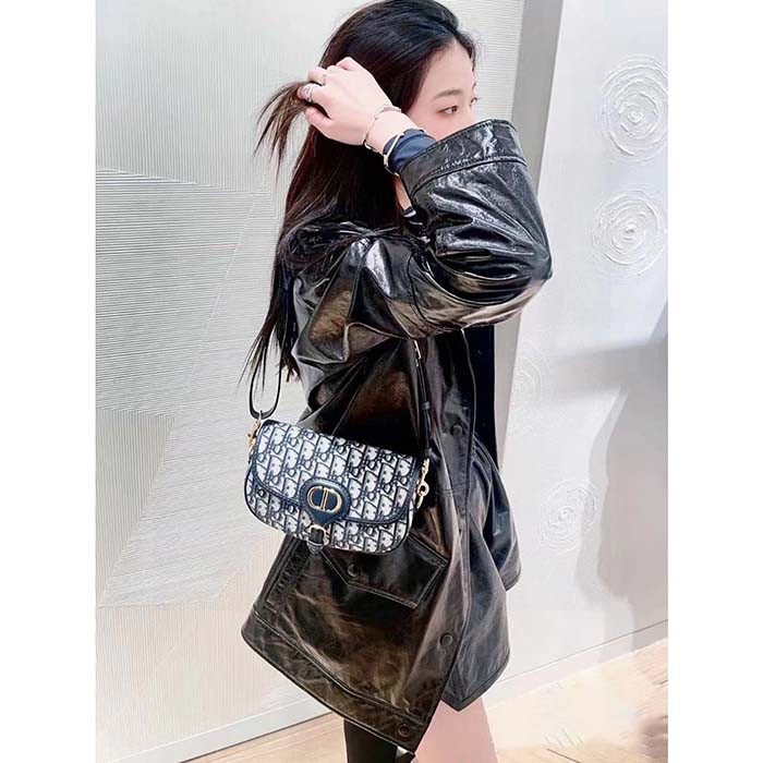 Dior Women Bobby East-West Bag Blue Dior Oblique Jacquard