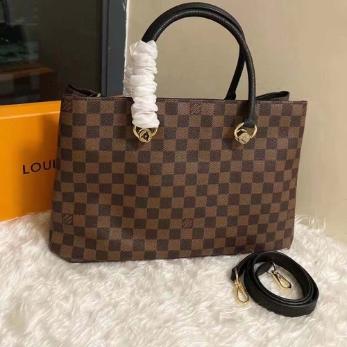Louis Vuitton LV Unisex Riverside Tote Black Brown Damier Ebene Coated Canvas