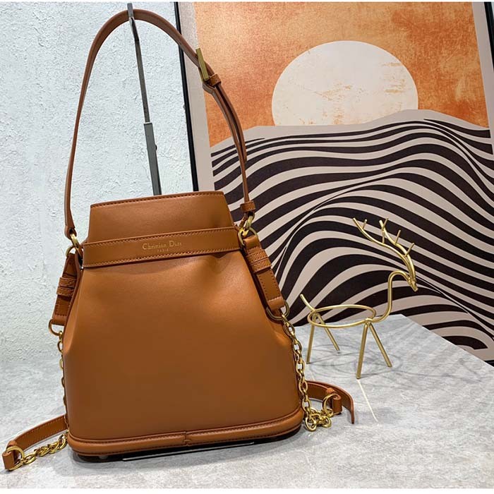 Dior Women CD Medium C'est Dior Bag Golden Saddle CD-Embossed Calfskin