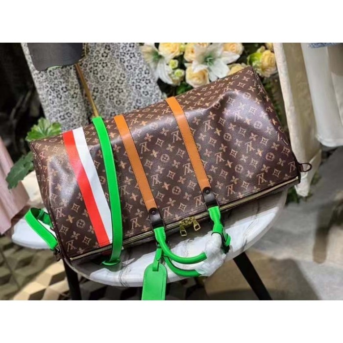 Louis Vuitton LV Unisex Keepall 55 Monogram Coated Canvas Cowhide Leather