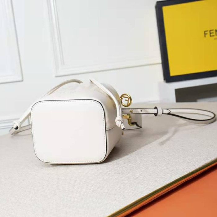 Fendi Women Mon Tresor Leather Mini Bag-White