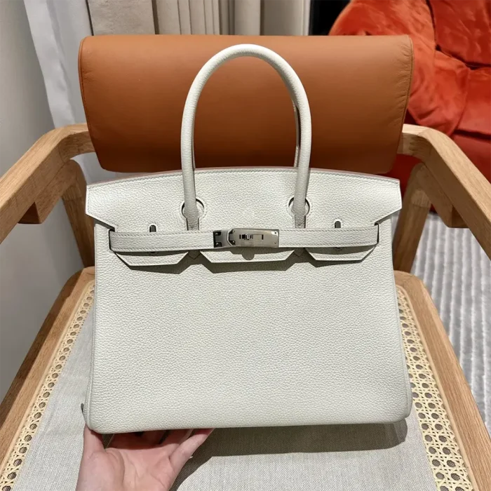 Hermes Birkin 30 Bag in Epsom Leather with Gold Hardware-White/Silver