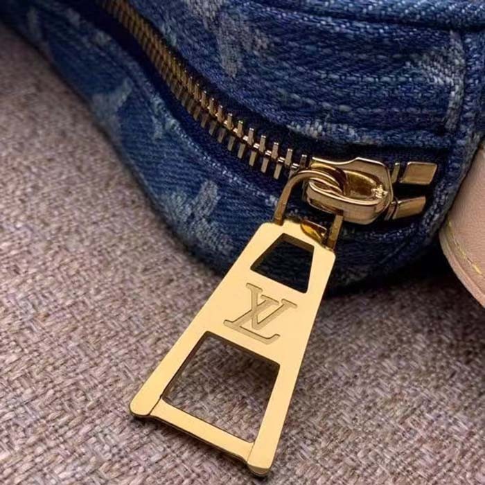 Louis Vuitton LV Unisex Croissant MM Denim Blue GOTS Certified Cotton Monogram Denim