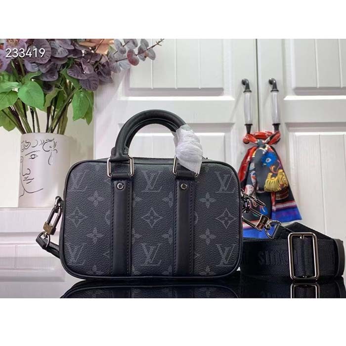 Louis Vuitton LV Unisex Nano Porte Documents Voyage Monogram Eclipse Coated Canvas Cowhide Leather
