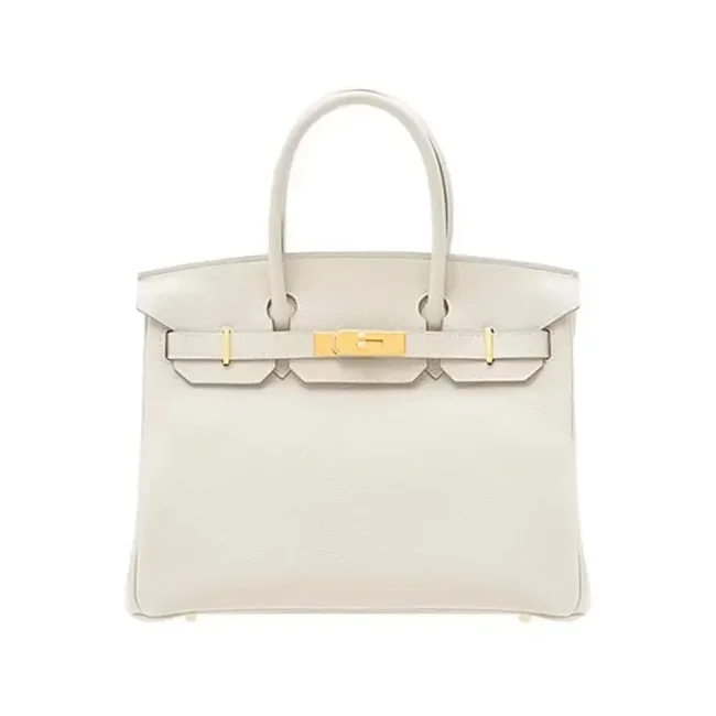 Hermes Birkin 30 Bag in Epsom Leather with Gold Hardware-White/Gold