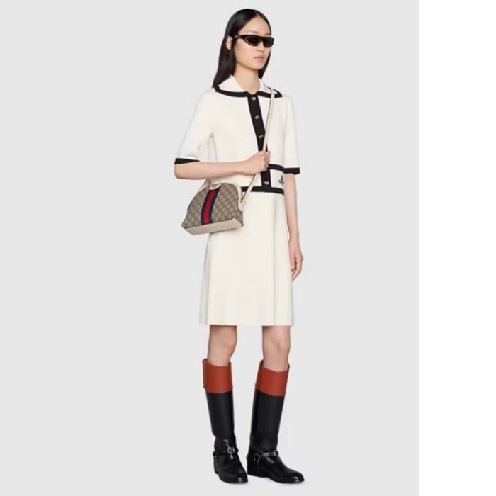 Gucci Women Ophidia GG Small Shoulder Bag Beige GG Supreme Canvas