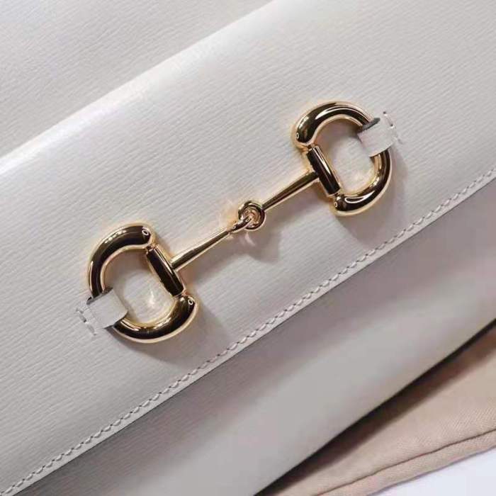 Gucci Women Gucci Horsebit 1955 Small Shoulder Bag Dark Red Leather White Textured Leather