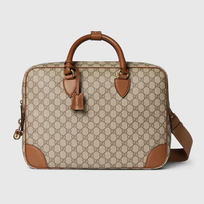 Gucci Unisex GG Emblem Medium Briefcase-Brown 821149FAED39786